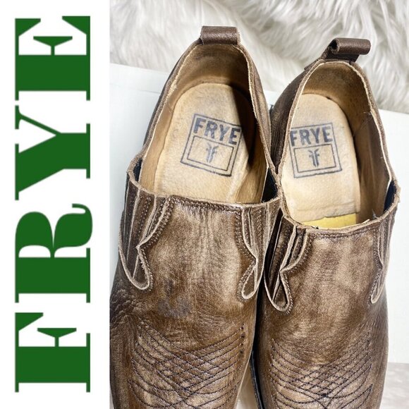 FRYE Billy Urban Cowboy Shootie Leather Slip On Charcoal Brown Gray, Size 6.5 - Picture 3 of 15
